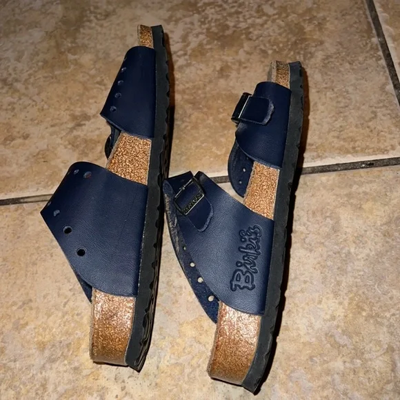 Birkenstock Birkies Navy Blue Sandals - Picture 3 of 16